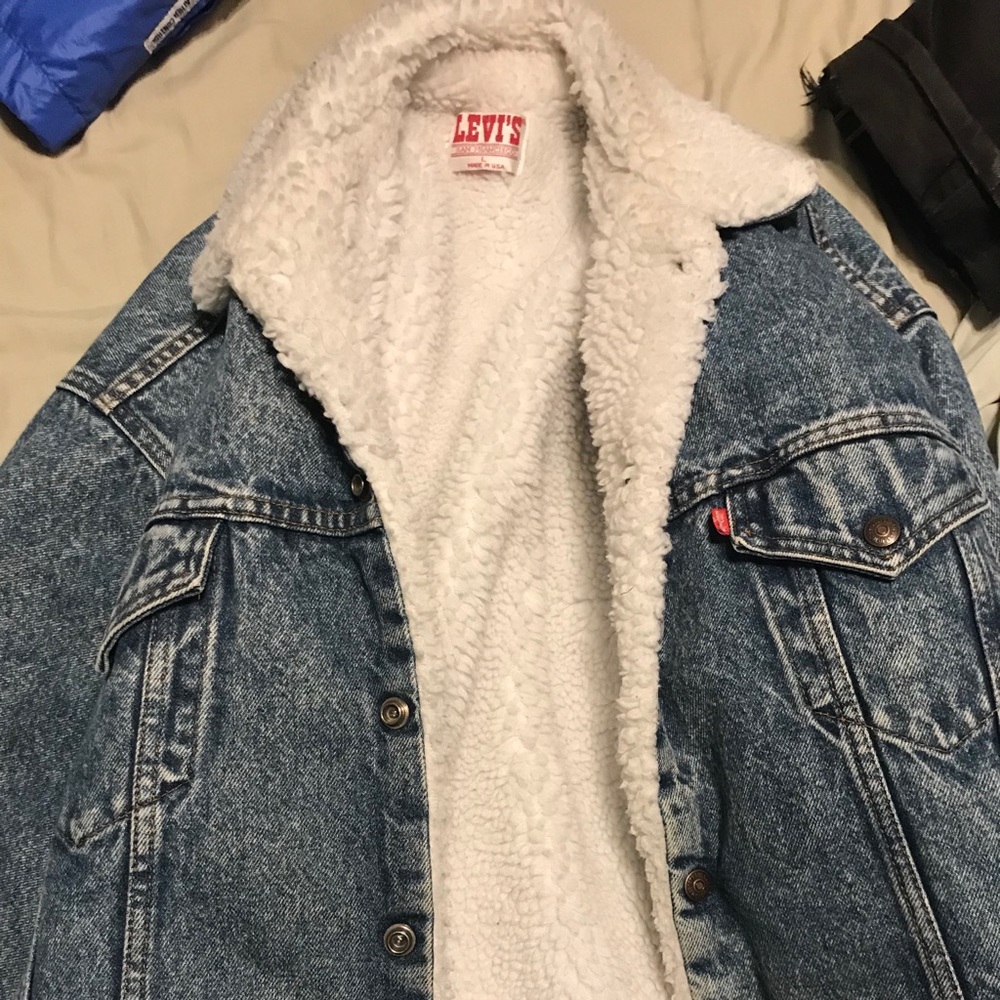 Vintage 1980's L Levis Blue Acid Wash Sherpa Lined